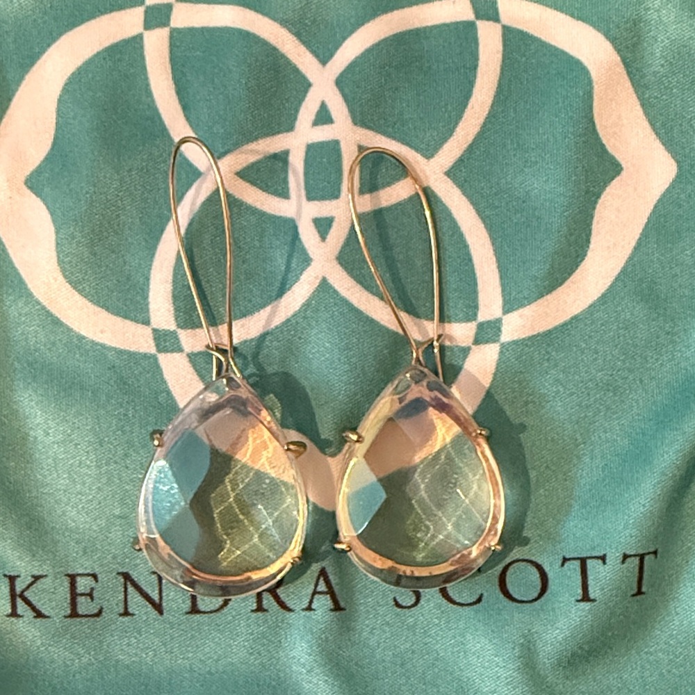 Kendra Scott Clear/Iridescent- gold Drop Earrings